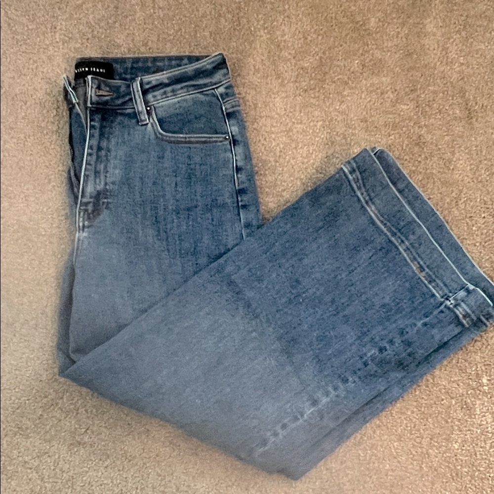 Risen Blue Flare Ankle Wide Leg Jeans- Size 9